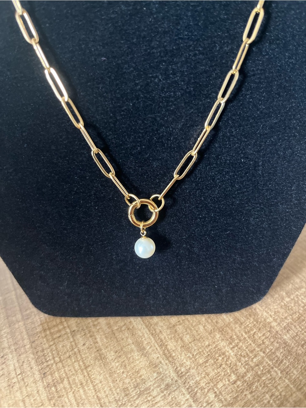 Paperclip charm holder Necklace with Pearl Pendant - Women Jewelry - Picture 3 of 5